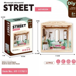 Mini Bathroom DIY Kit with Light – 3D Dollhouse Model for Ages 8+