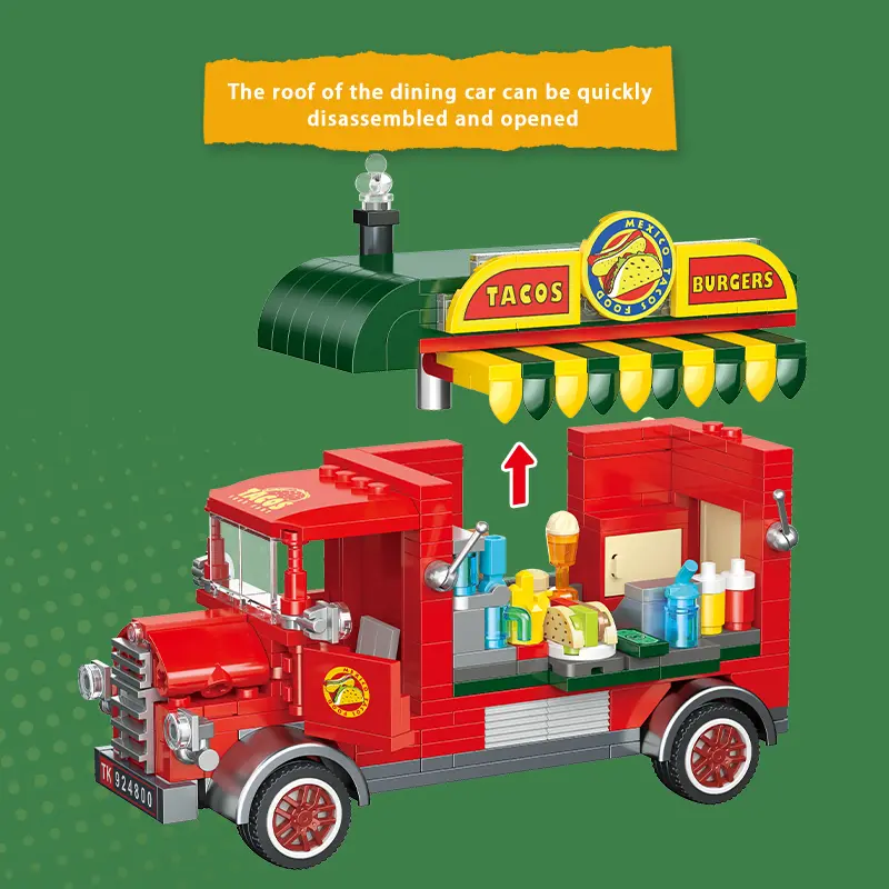 615PCS Mexican Taco Truck Building Blocks Model – Food Cart STEM Toy for Kids