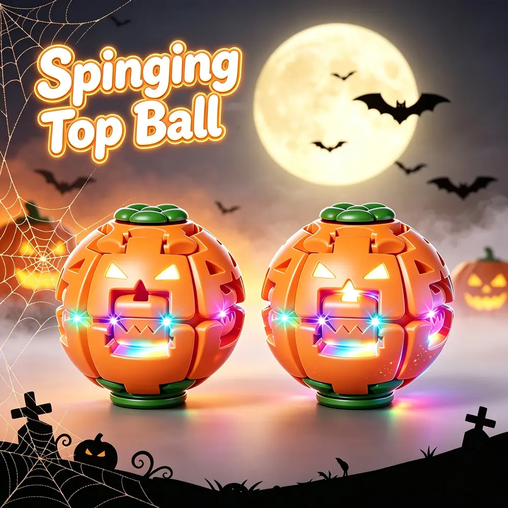 Pumpkin Press-Deform Spinner – Halloween Stress Toy with LED Light Option
