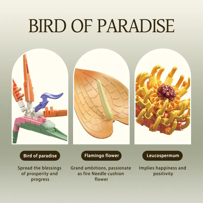 530PCS Bird of Paradise Flower Building Blocks – Tropical Home Decor STEM Toy
