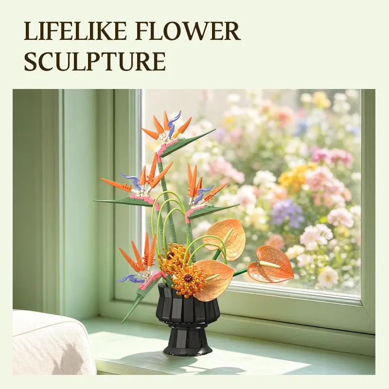 530PCS Bird of Paradise Flower Building Blocks – Tropical Home Decor STEM Toy