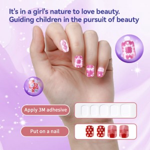 Children Artificial False Nail Tips Kids Exquisite Nail Stickers for Girls Kids Nail Art Decoration