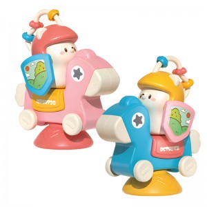 5-In-1 Baby Removable Rocking Horse Toy Sucker Rotating Windmill Cute Slide Car Infant Bath Toy Toddler Sensory Dining Table Toy