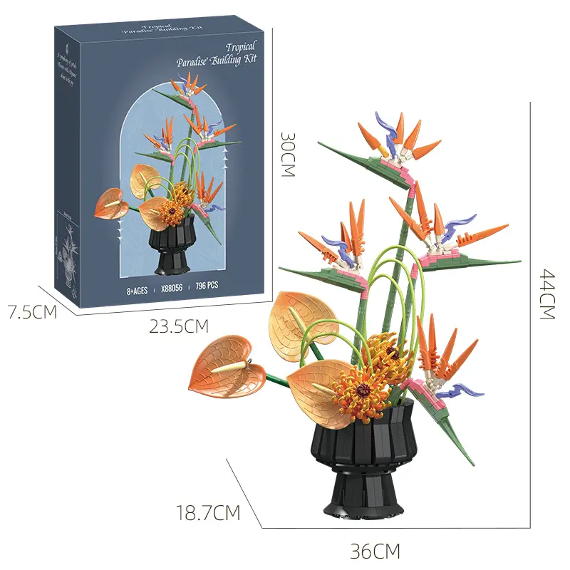 530PCS Bird of Paradise Flower Building Blocks – Tropical Home Decor STEM Toy