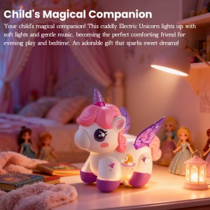 360 Degrees Rotation Stunt Walking Rechargeable Kids Unicorn Toys with Light & Music