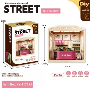 Mini Milk Tea Shop DIY Kit with Light – 3D Dollhouse Model for Ages 8+