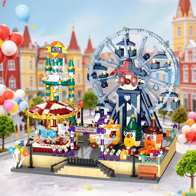 3446PCS RC Amusement Park Building Blocks Set – Ferris Wheel, Carousel, Drop Tower