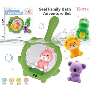 Dual Theme Bath Scoop & Catch Set – Animal or Ocean Floating Toys for Toddlers
