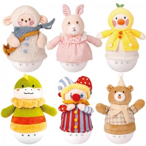 Cuddly Tumbler Toy with 6 Soothing Songs & LED Lights – Rabbit/Bear/Dino Plush Gift for Kids