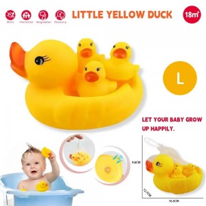 Baby Squeeze Sound Yellow Duck Set – 4 Floating Bath Toys for Toddlers