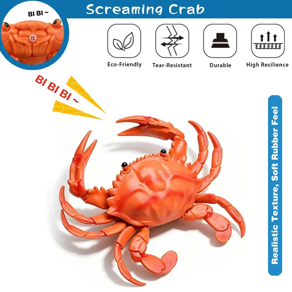 Crab & Lobster Squeaky Squeeze Toys – Realistic Ocean Animal Stress Reliever for Kids