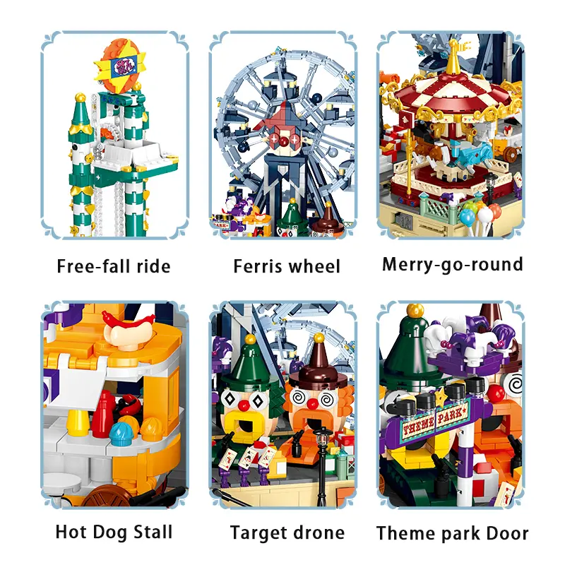 3446PCS RC Amusement Park Building Blocks Set – Ferris Wheel, Carousel, Drop Tower