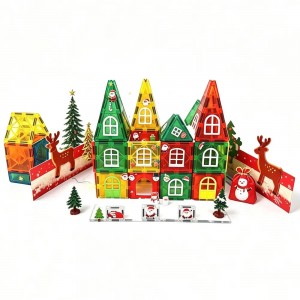 86PCS Christmas Magnetic Tiles Building Blocks Toys Set for Kids Early Learning