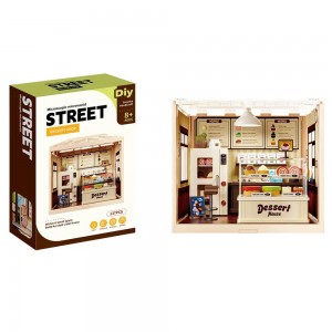 Mini Dessert Shop DIY Kit with Light – 3D Dollhouse Model for Ages 8+