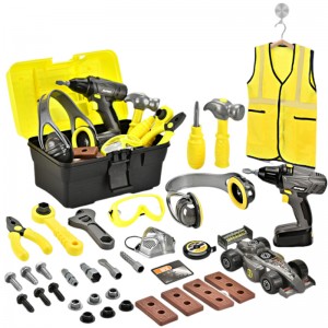 48pcs Plastic Electric Repair Tool Toy Set with big portable tool box Kids Engineer Role Playing Props cosplay Clothing Vest
