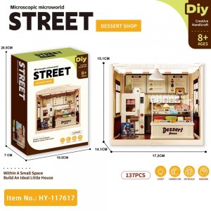 Mini Dessert Shop DIY Kit with Light – 3D Dollhouse Model for Ages 8+