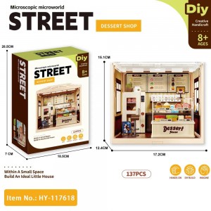 Mini Dessert Shop DIY Kit with Light – 3D Dollhouse Model for Ages 8+