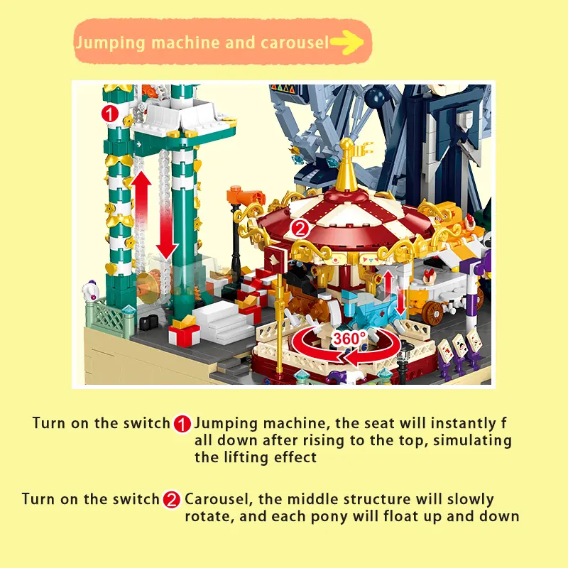 3446PCS RC Amusement Park Building Blocks Set – Ferris Wheel, Carousel, Drop Tower