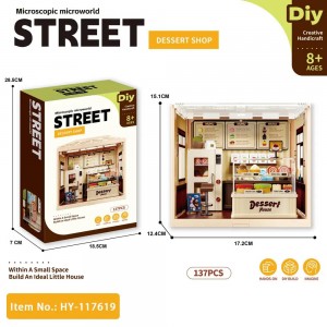 Mini Dessert Shop DIY Kit with Light – 3D Dollhouse Model for Ages 8+