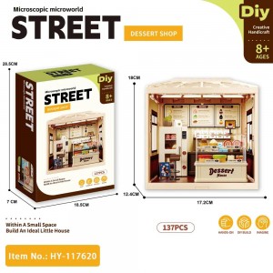 Mini Dessert Shop DIY Kit with Light – 3D Dollhouse Model for Ages 8+