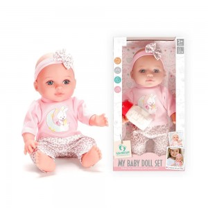 12 Inch Soft Vinyl Baby Doll with Bottle – Pretend Play Toy for Kids