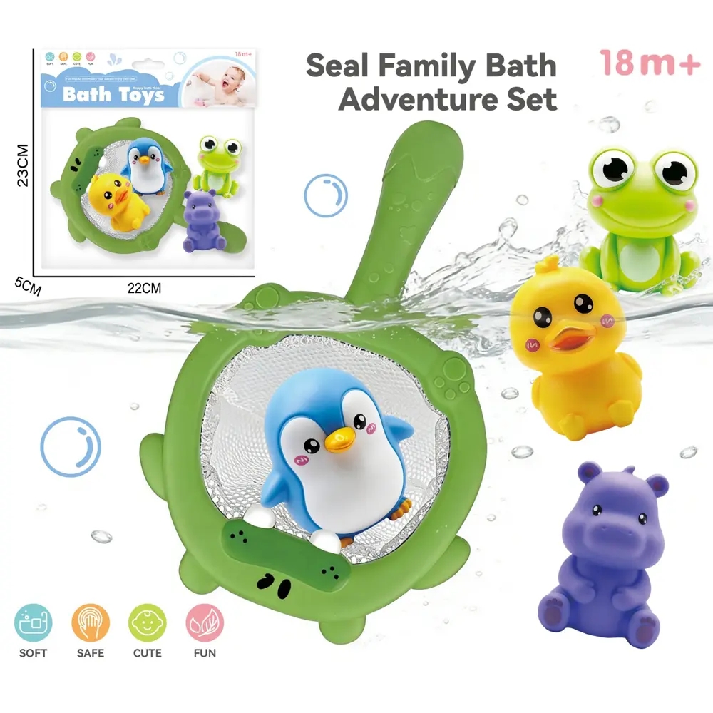 Dual Theme Bath Scoop & Catch Set – Animal or Ocean Floating Toys for Toddlers