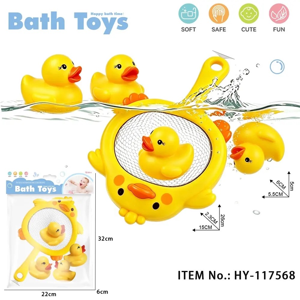 Cartoon Bath Scoop & Catch Set – Duck Frog Ocean Floating Animals for Toddlers
