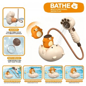 Splashing Water Bear Bath Toy Set – Shower Head & 3 Little Bears for Bathtub Fun