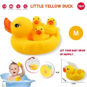 Baby Squeeze Sound Yellow Duck Set – 4 Floating Bath Toys for Toddlers