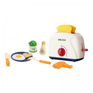 Children Pretend Play Breakfast Game Simulation Bread Machine Toaster Toy Set with Sound & Light