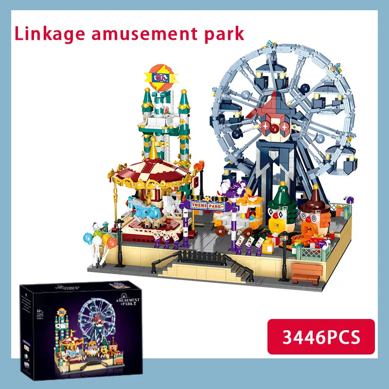 3446PCS RC Amusement Park Building Blocks Set – Ferris Wheel, Carousel, Drop Tower