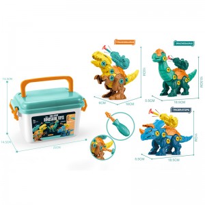 DIY Building Kit Soft Bullets Dart Launch Screws Assembly Dinosaur Toy Set with Drill for Kids STEAM Learning
