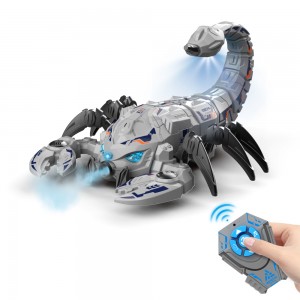 Kids RC Car Gift 2.4G Remote Control Mechanical Scorpion Toy with Light Music Spray Crawling Demo Function