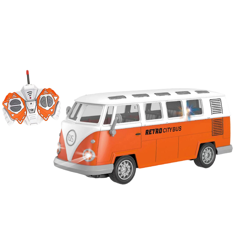1/30 Rafknúin Retro Borgarrúta Líkan 27Mhz 4 Rása Rafhlaðaknúin Ljósandi Fjarstýrð Rútu Leikfang fyrir Krakka