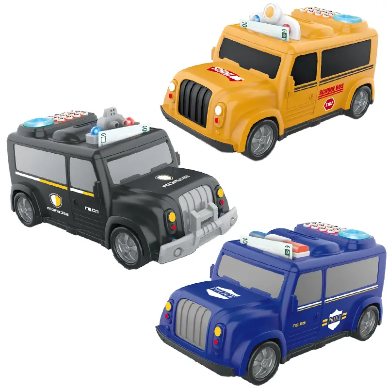 Fingerprint Password Car Piggy Bank with Lights Music 3 Vehicle Designs Financial Education Toy Kids Money Saving Bank