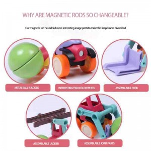 40/80/120PCS 3D Magnet Building Engineering Truck Set Kids STEM Educational Stick and Balls Magnetic Block Toys for Children