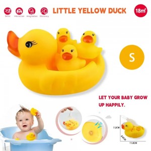 Baby Squeeze Sound Yellow Duck Set – 4 Floating Bath Toys for Toddlers