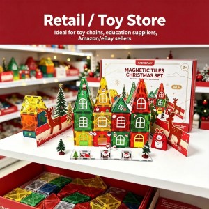 86PCS Christmas Magnetic Tiles Building Blocks Toys Set for Kids Early Learning
