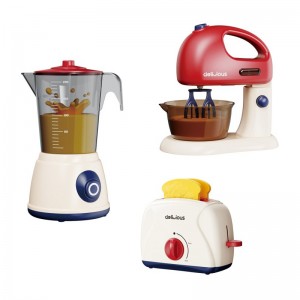Kids Acousto-Optic Kitchen Electrical Appliances Simulation Toaster Juicer Egg Beater Combination Toy Set