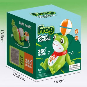 Kids Electric Walking 360 Rotation Ball Balancing Stunt Frog Toy with LED Light Music