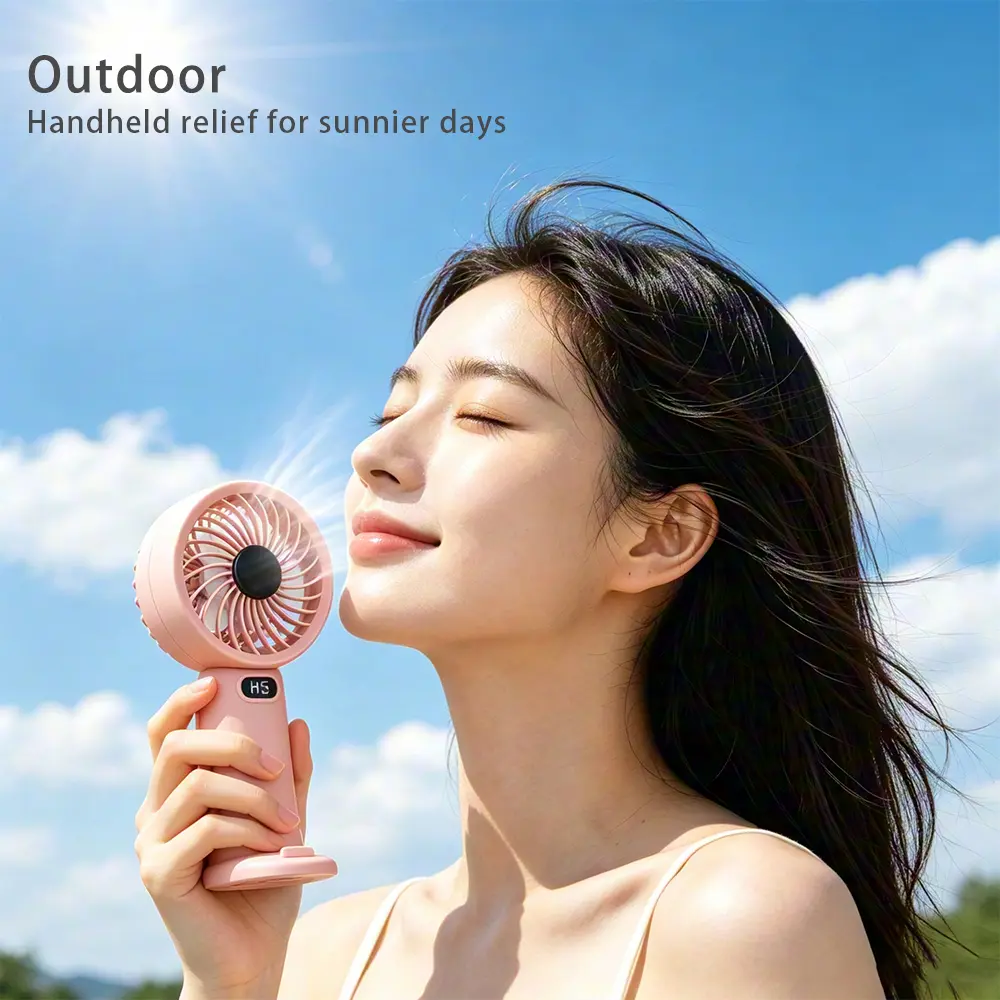 Portable 2-in-1 Mini Desktop Handheld Fan & Phone Holder 5 Speeds 1200mAh
