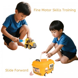 DIY Assembly Construction Vehicle Toy Set with Electric Screwdriver STEM Educational Building Kit for Kids