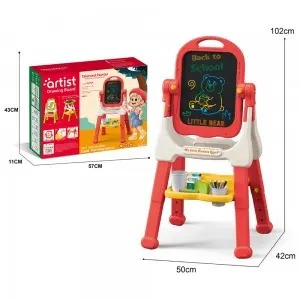 2-in-1 Height-Adjustable Easel with LCD & Traditional Board – 360° Flip, 4 Colors