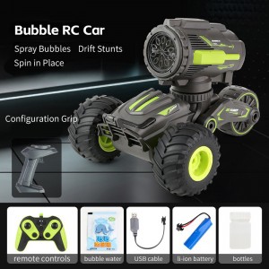 Kids Rc Electric Bubble Blowing Car Standing Deformation Function Remote Control Bubble Stunt Car Toy with Light And Music