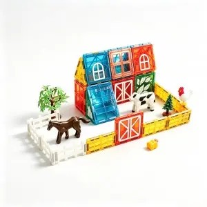 Farm Theme Magnetic Tiles Toys 40PCS Building Blocks Set Kids Early Learning Gift