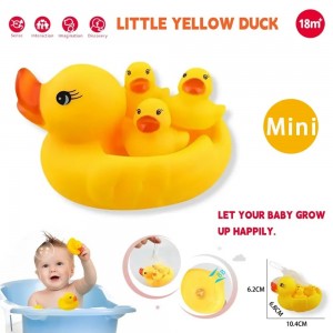 Baby Squeeze Sound Yellow Duck Set – 4 Floating Bath Toys for Toddlers