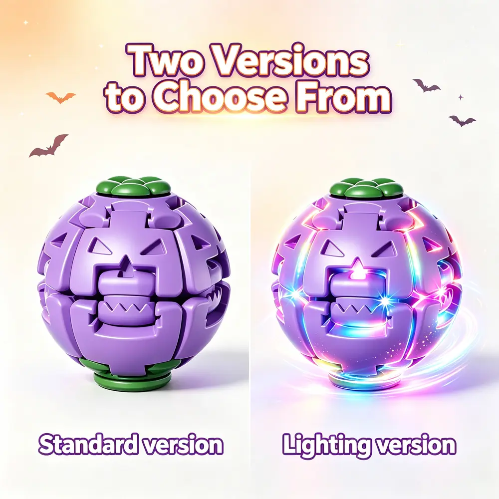 Pumpkin Press-Deform Spinner – Halloween Stress Toy with LED Light Option
