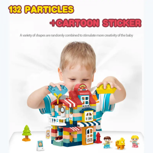 132-Piece Castle Building Blocks Set with Stickers Instructions Educational Toy Fine Motor Skills Training Kids