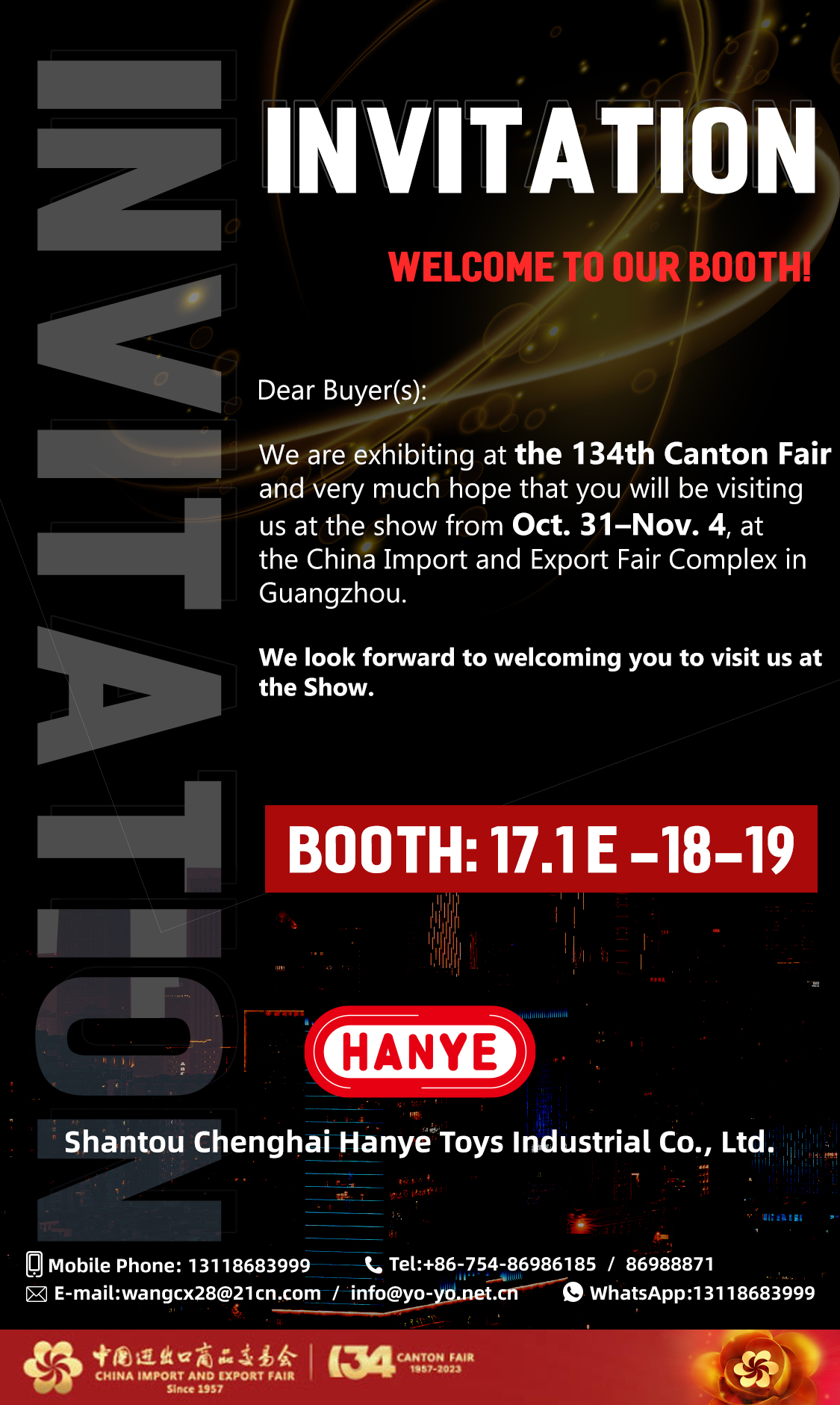 Welcome to the Canton Fair – B00TH: 17.1E-18-19