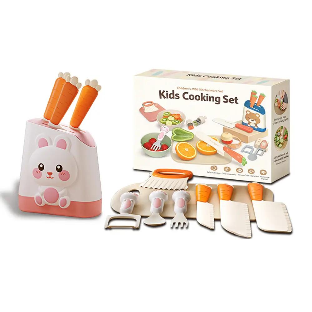 Cartoon Knife Storage Can Kitchen Set – Rabbit/Bear 10/16pcs Pretend Play Toy
